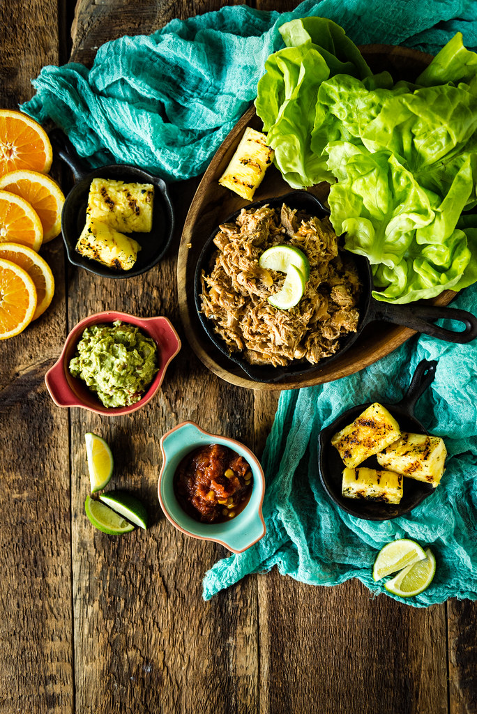 Slow Cooker Ancho Pulled Pork Lettuce Cups {Girl Carnivore}