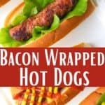 Bacon Wrapped Hot Dogs are chewy, crisp, bacon-wrapped, juicy hot dogs and are worth every second of the tiny bit of extra effort they take.