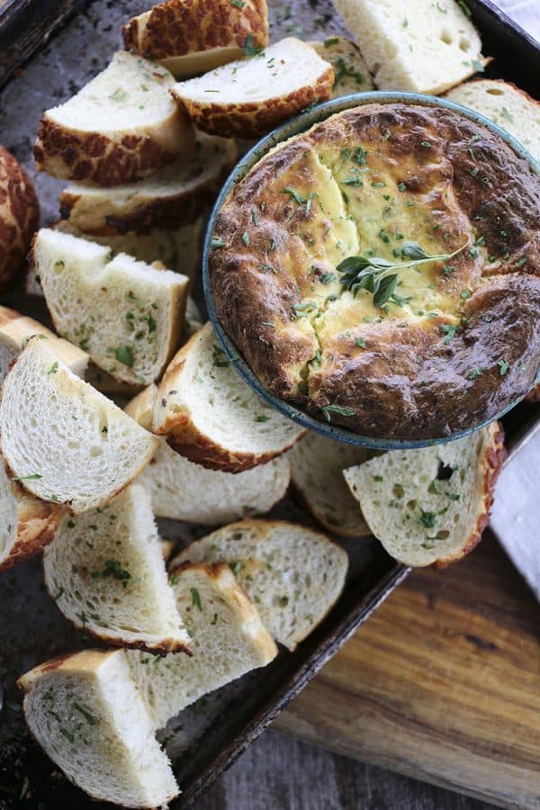 Baked Ricotta Appetizer: This rich, savoury, warm cheese dip with a light, airy, souffle-like texture can't be beat for any occasion!