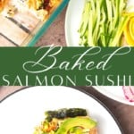 Baked Salmon Sushi satisfies your cravings for Philadelphia Roll sushi with a fraction of the work and cost. Whether you make it for a special busy weeknight meal or a party, it never lasts for very long!