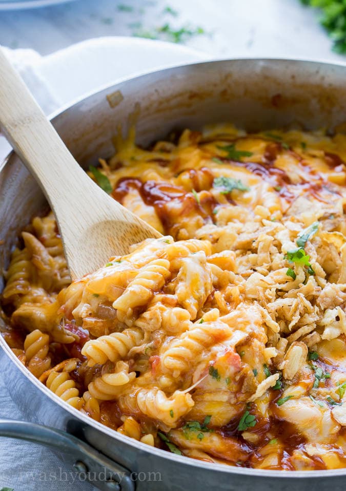 BBQ Chicken Pasta Skillet {I Wash...You Dry}