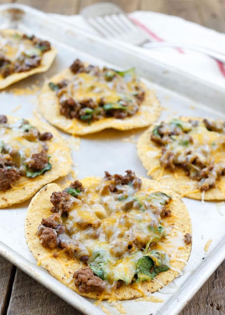 Beef Black Bean and Spinach Tostadas {Barefeet in the Kitchen}