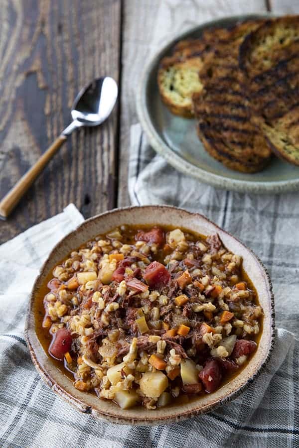 Slow Cooker Beef Barley Soup is hearty and comforting, easy to make, and incredibly delicious! It's absolutely bursting with tender beef, good-for-you vegetables, and flavourful, plump barley.