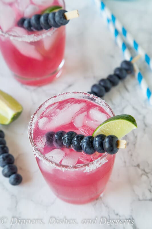 Blueberry Margaritas - fresh blueberries and mint make for a refreshing a delicious margarita. So easy to make, and such a great color!