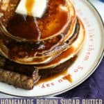 Out of maple or pancake syrup? Never fear! Smooth, thick, and rich, this pantry friendly Brown Sugar and Butter Pancake Syrup is simply delicious. It comes together quicker than quick and tastes so good you may find yourself never buying pancake syrup again!