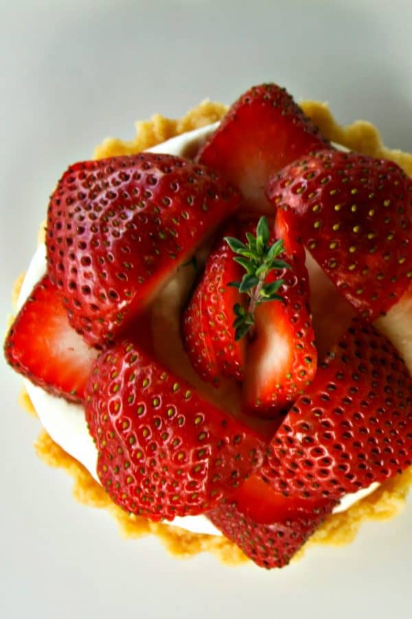 Brown Sugar Strawberries and Cream Tartlets in butter tart shells