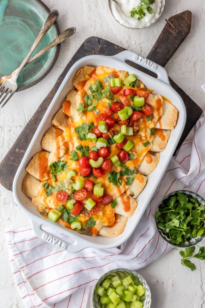 Creamy Buffalo Chicken Enchiladas {The Cookie Rookie}