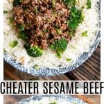 Cheater Sesame Beef is everything you love about takeout Chinese sesame beef -garlicky sauce with crispy beef-but is made in your own kitchen with no deep frying. Bonus: It's better for you and faster than Chinese takeout!