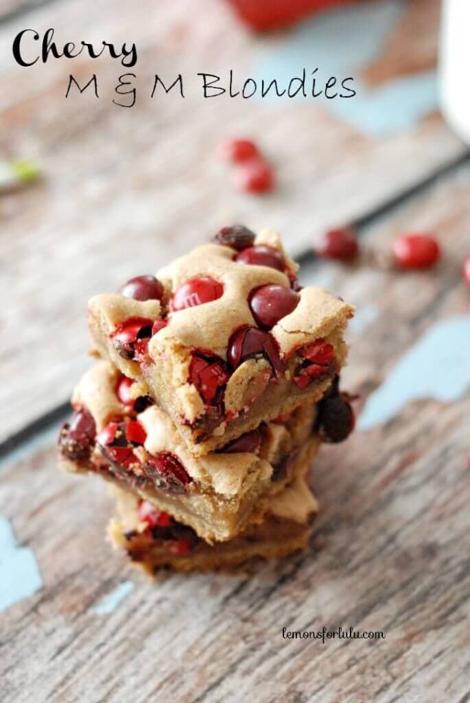 Cherry M&M Blondies {Lemons for Lulu}