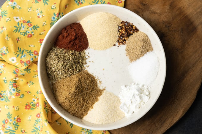 In as long as it takes to measure a few tablespoons of things, you can have the best Chicken Taco Seasoning you’ve ever tasted. Not only is it great on chicken tacos, but it’s wonderful on grilled, roasted, and air fryer chicken to boot! Homemade seasonings blends can be the difference between amazing and alright. When you make it at home, you are able to use the freshest spices and herbs and that makes an impact you won’t believe until you taste it.