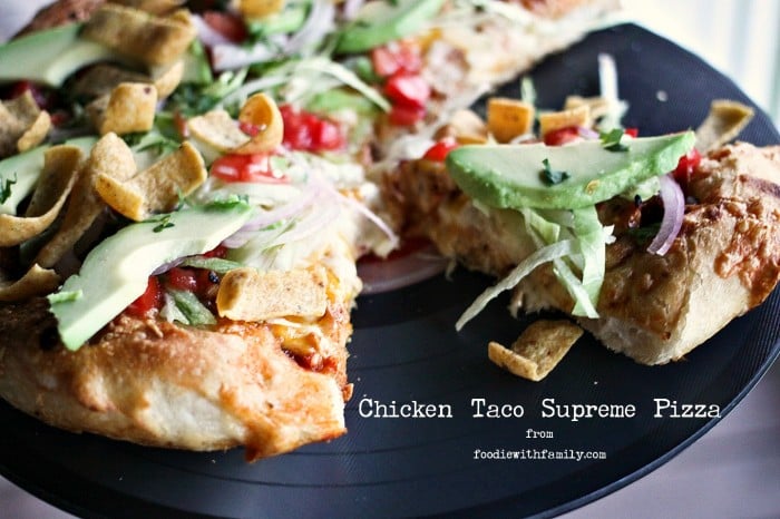 Chicken Taco Supreme Pizza from foodiewithfamily.com #JCPAmbassador #Sponsored #BH