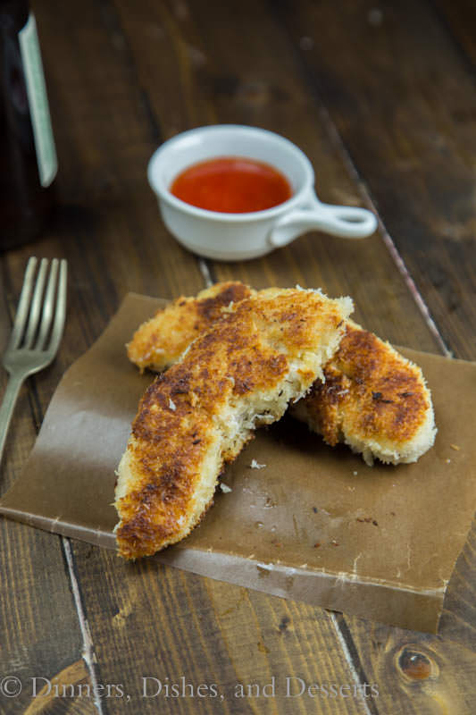 Coconut Crusted Chicken Tenders - super crispy chicken tenders that are coated in shredded coconut! Perfect for a quick dinner for the whole family!