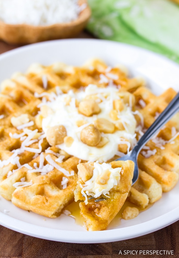 Coconut Macadamia Nut Waffles {A Spicy Perspective}