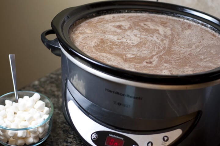 Slow Cooker Creamy Hot Chocolate {Wishes and Dishes}