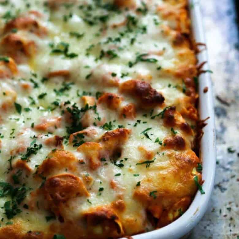 Creamy Sundried Tomato and Chicken Tortellini Bake cheese greek yogurt