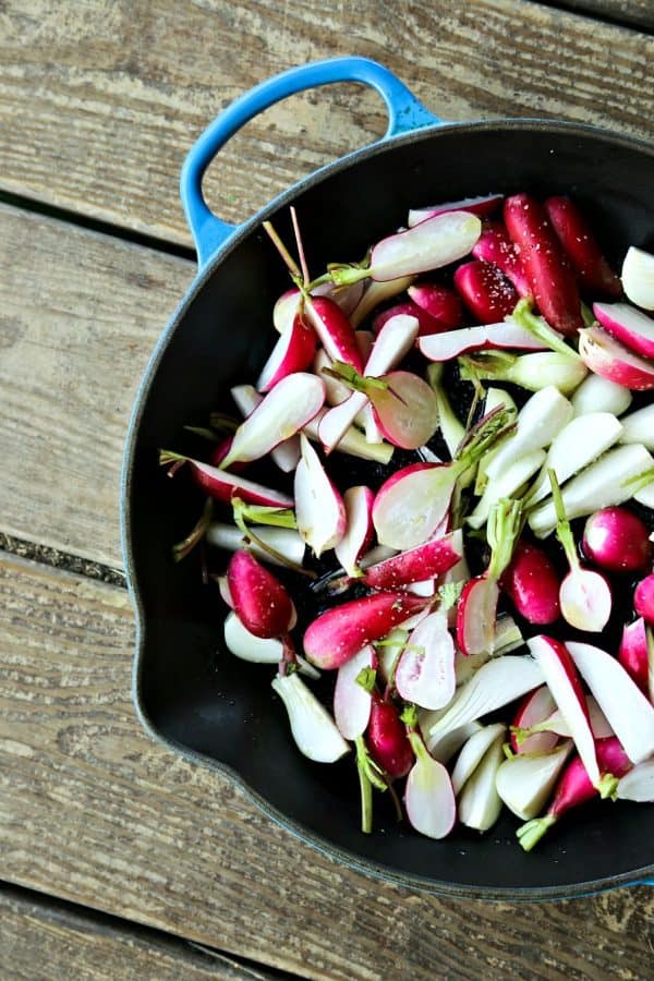 Ready to roast for Crispy Roasted Radishes with Onions