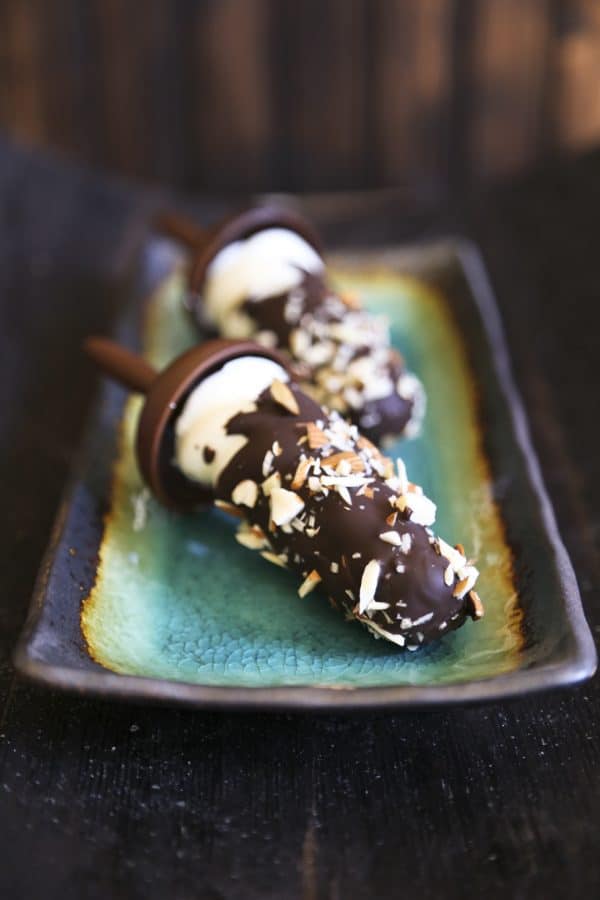 Dark Chocolate Almond Frozen Yogurt Pops from foodiewithfamily.com #AussieStyle 