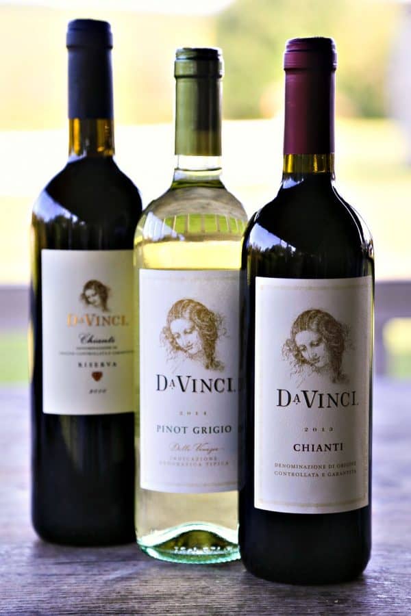 DaVinci Chianti, Pinot Grigio, and Chianti Riserva