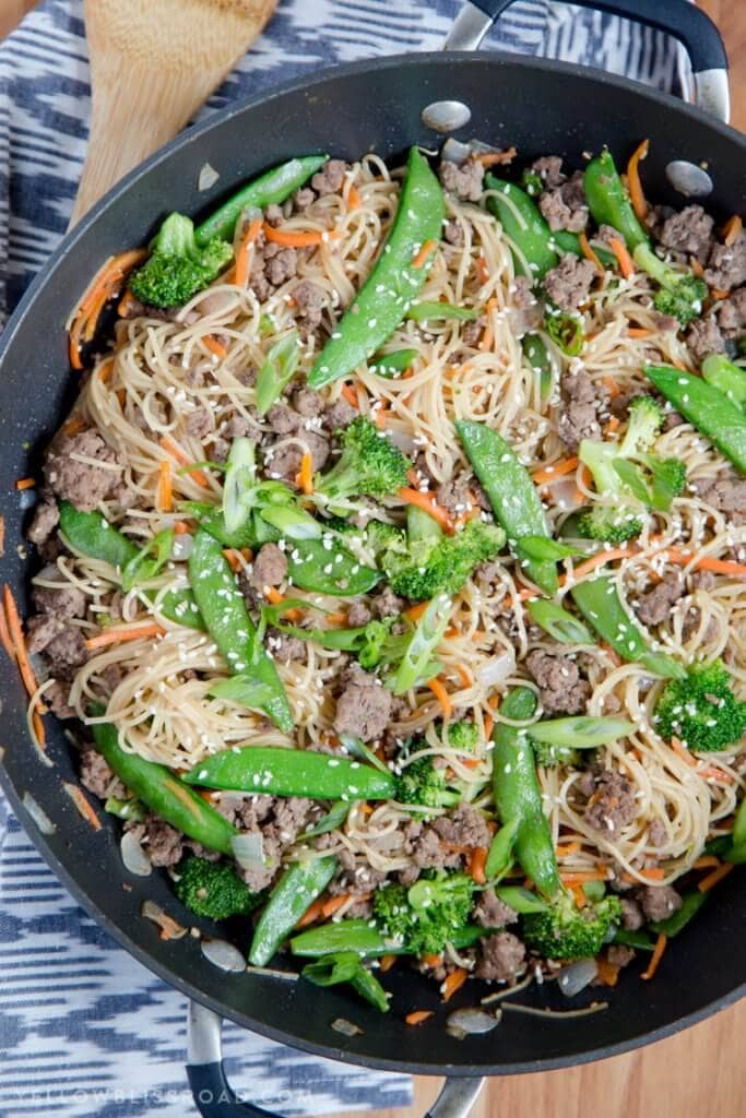 Ground Beef Noodle Stir Fry {Yellow Bliss Road}