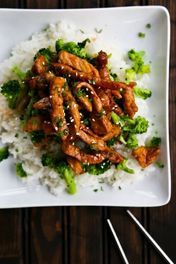 Easy Garlic Ginger Glazed Sticky Pork is a tremendously flavourful and fast dinner that beats take-out any day of the week.