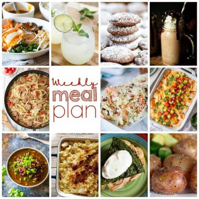 Easy Meal Plan Week 101- 10 top bloggers briging you a week's worth of main dishes, side dishes, beverages, and desserts!