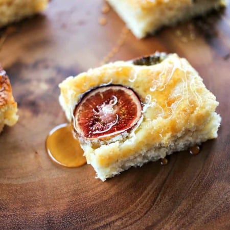 Simple buttery, vanilla Fig and Honey Snack Cake celebrates the brief glory of fresh figs!