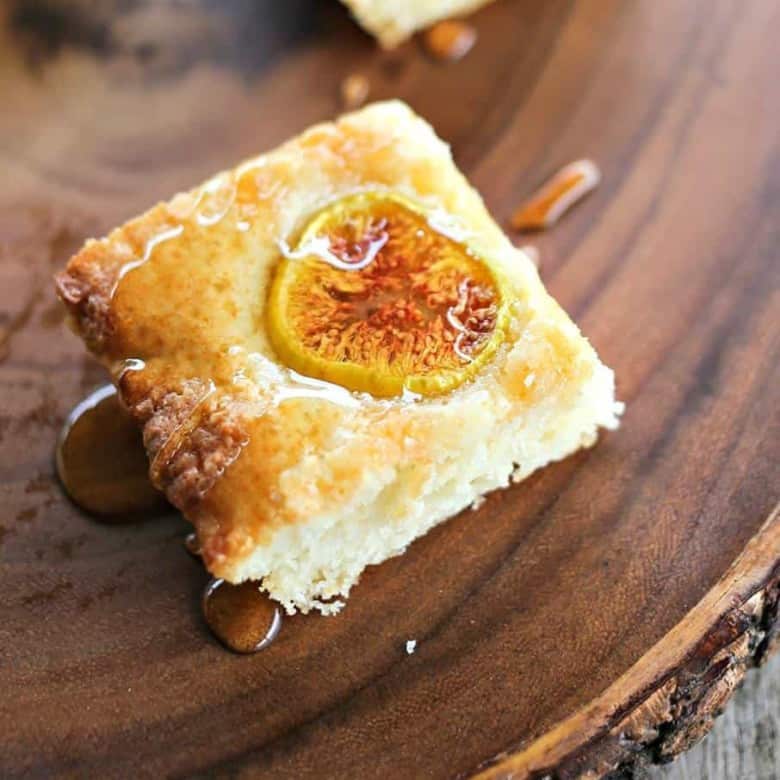 Simple buttery, vanilla Fig and Honey Snack Cake celebrates the brief glory of fresh figs!