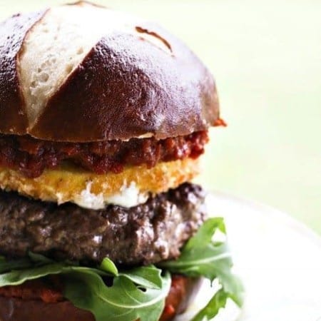 Fried Mozzarella and Sun Dried Tomato Burgers from foodiewithfamily.com