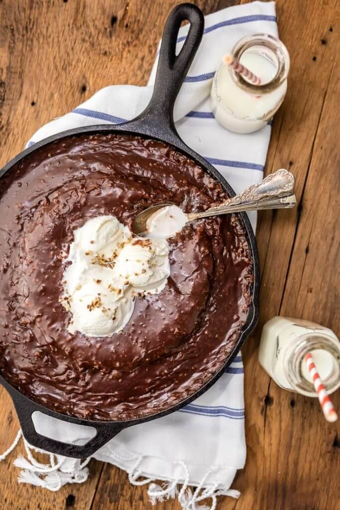 Gooey Texas Sheet Cake Skillet {The Cookie Rookie}