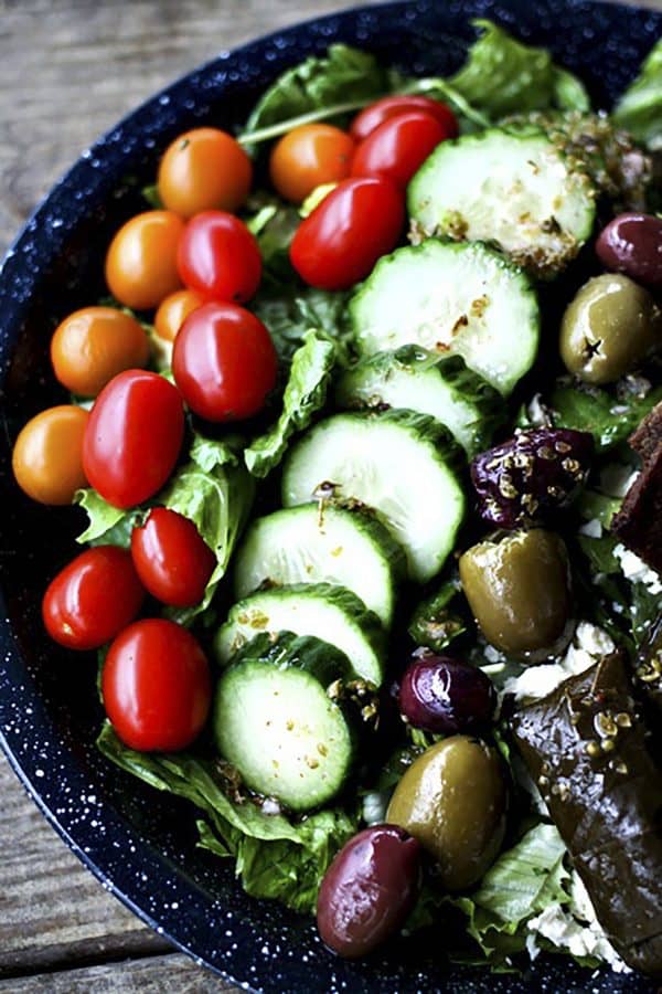 Greek Gyro Salad Plate from foodiewithfamily.com