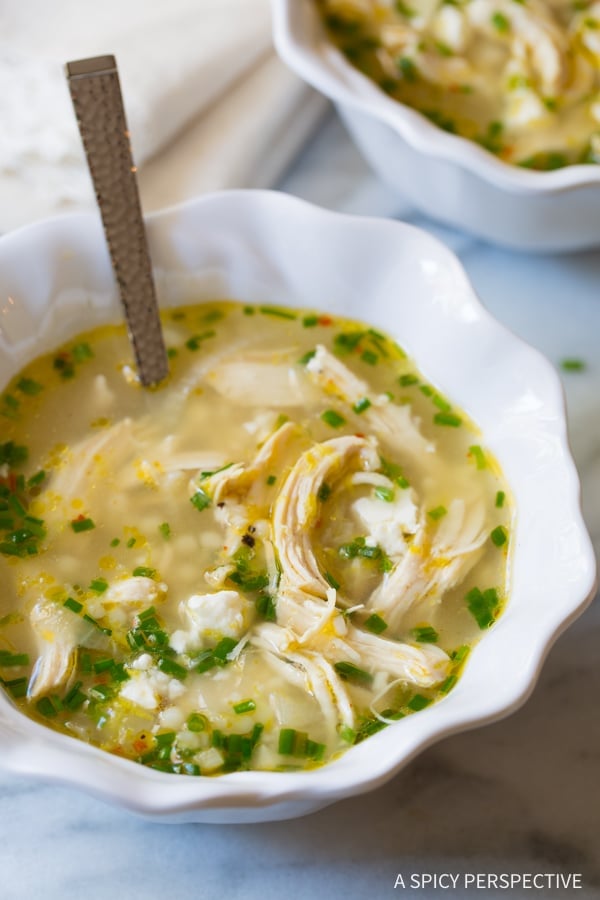 Greek Lemon Chicken Soup {A Spicy Perspective}