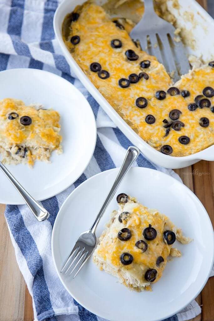 Green Chile Chicken Enchilada Casserole {Yellow Bliss Road}