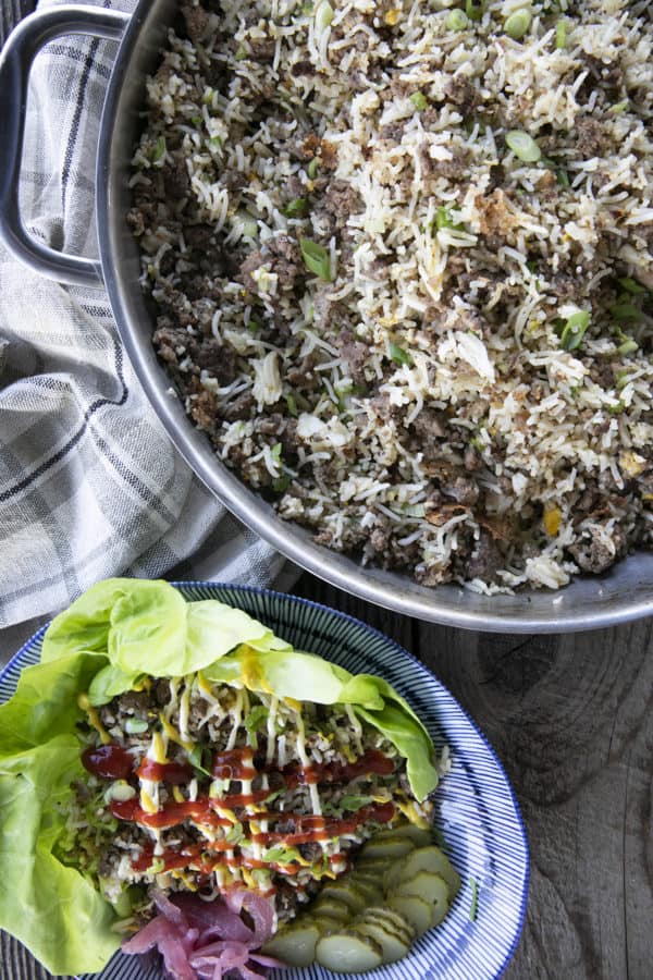 Ground Beef Fried Rice a.k.a. Cheeseburger Fried Rice