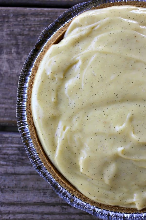 Homemade Banana Cream Pie with real bananas and homemade vanilla bean custard.