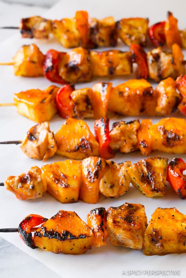 Honey Sriracha Chicken Skewers {A Spicy Perspective}