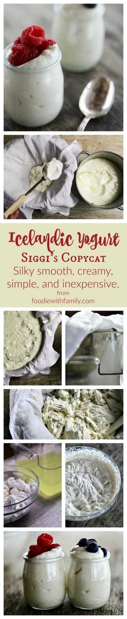 Super creamy, silky smooth, low fat, high protein, inexpensive, and easy as can be is homemade Icelandic Yogurt or Siggi's Copycat.