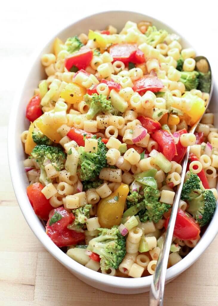 Marintaed Veggie Pasta Salad {Barefeet in the Kitchen}