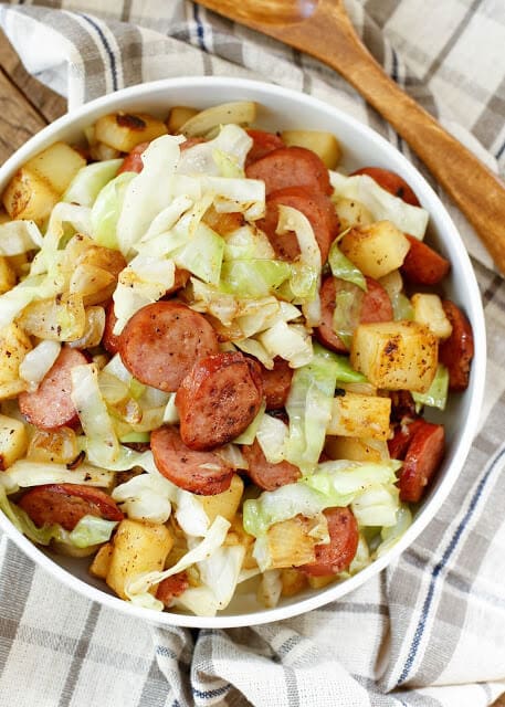 20 Minute Kielbasa Cabbage Skillet {Barefeet in the Kitchen}