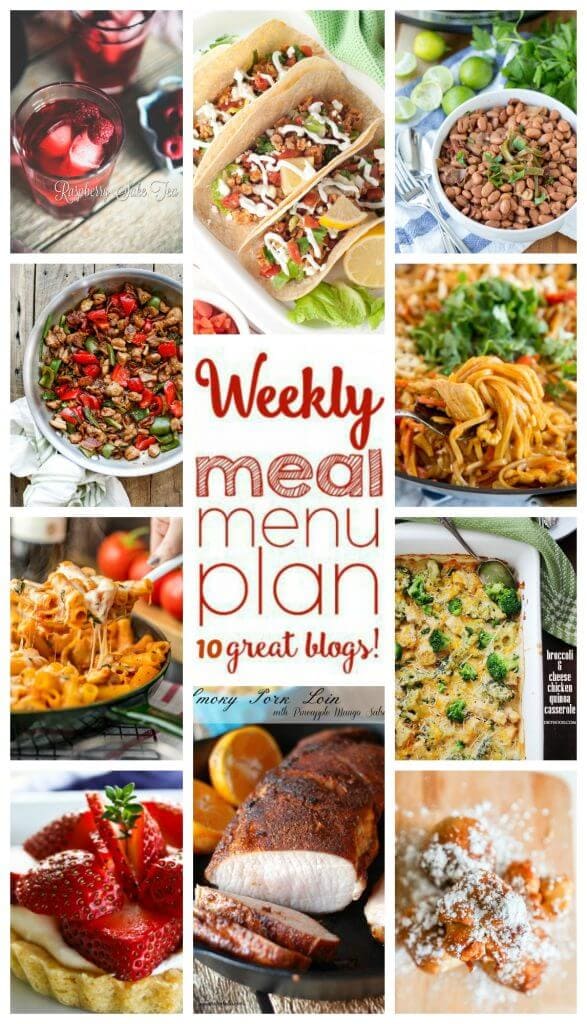 Weekly Meal Plan Week 38 - 10 great bloggers bringing you a full week of recipes including dinner, sides dishes, and desserts!