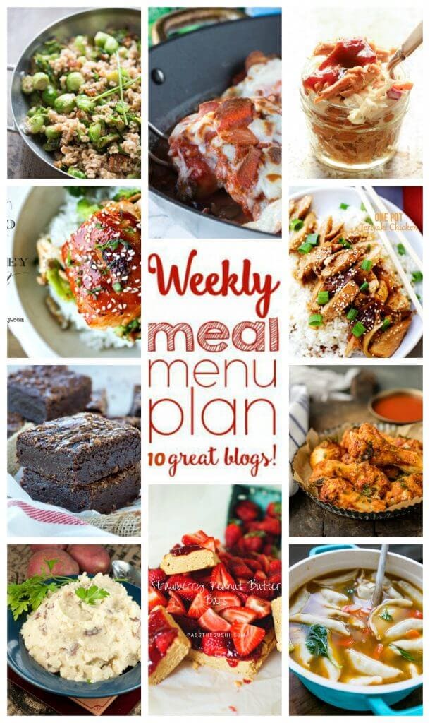 Weekly Meal Plan Week 40 - 10 great bloggers bringing you a full week of recipes including dinner, sides dishes, and desserts!