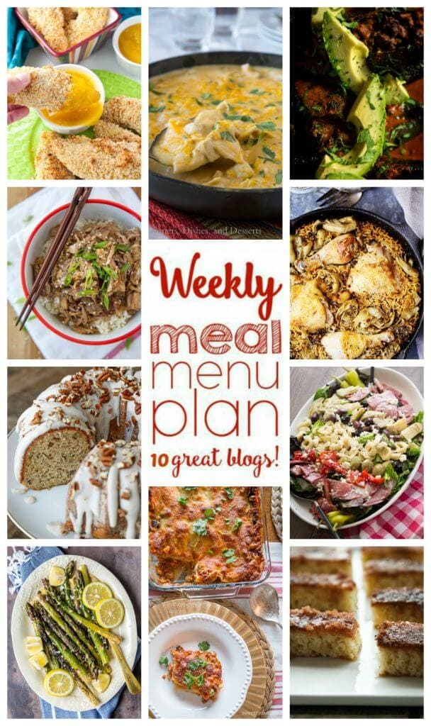 Weekly Meal Plan Week 66 – 10 great bloggers bringing you a full week of recipes including dinner, sides dishes, and desserts!