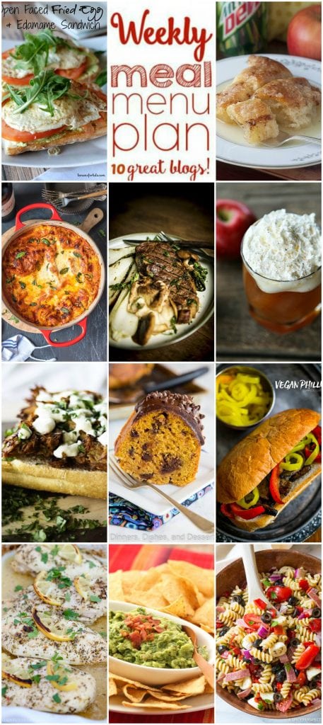 Weekly Meal Plan Week 119 - 10 great bloggers bringing you a full week of recipes including dinner, sides dishes, and desserts!