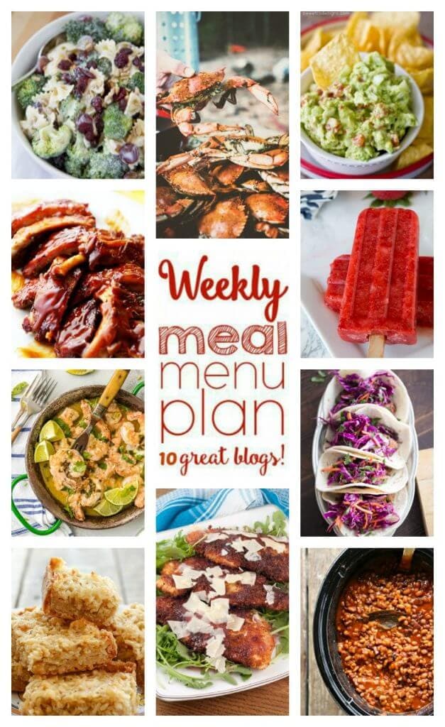 Weekly Meal Plan Week 58 – 10 great bloggers bringing you a full week of recipes including dinner, sides dishes, and desserts!