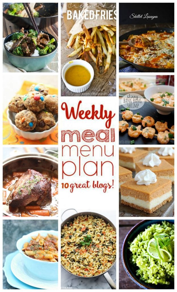 Weekly Meal Plan Week 12 - 10 great bloggers bringing you a full week of recipes including dinner, sides dishes, and desserts!