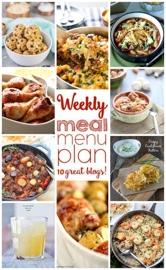 Weekly Meal Plan Week 13 - 10 great bloggers bringing you a full week of recipes including dinner, sides dishes, drinks and desserts!