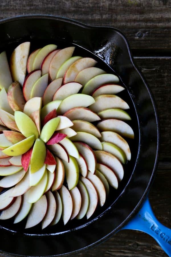 Maple Apple Upside Down Skillet Cake from foodiewithfamily.com #Vegan