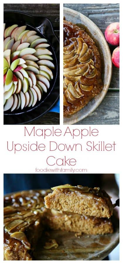 Maple Apple Upside Down Skillet Cake from foodiewithfamily.com #Vegan