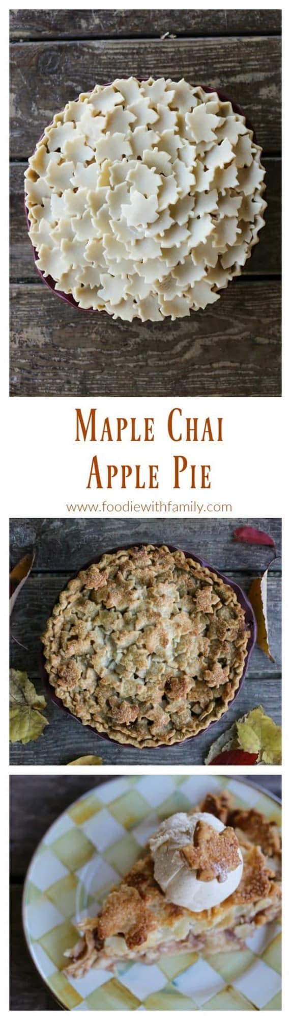 Maple Chai Apple Pie: Creamy, rich, chai spiced apple pie.