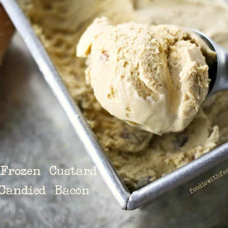 Creamy Maple Frozen Custard with Candied Bacon from foodiewithfamily.com