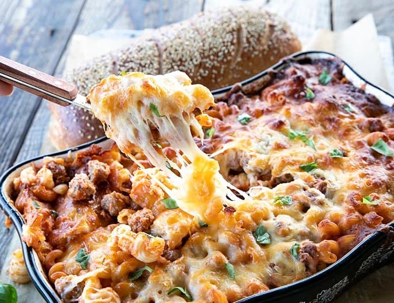 Pasta Bake loaded with meatballs, sauce, and scandalous amounts of melted cheese is exactly what you need tonight. Bonus: you don't need to pre-boil the pasta, so be ready to eat and be happy with very little work!